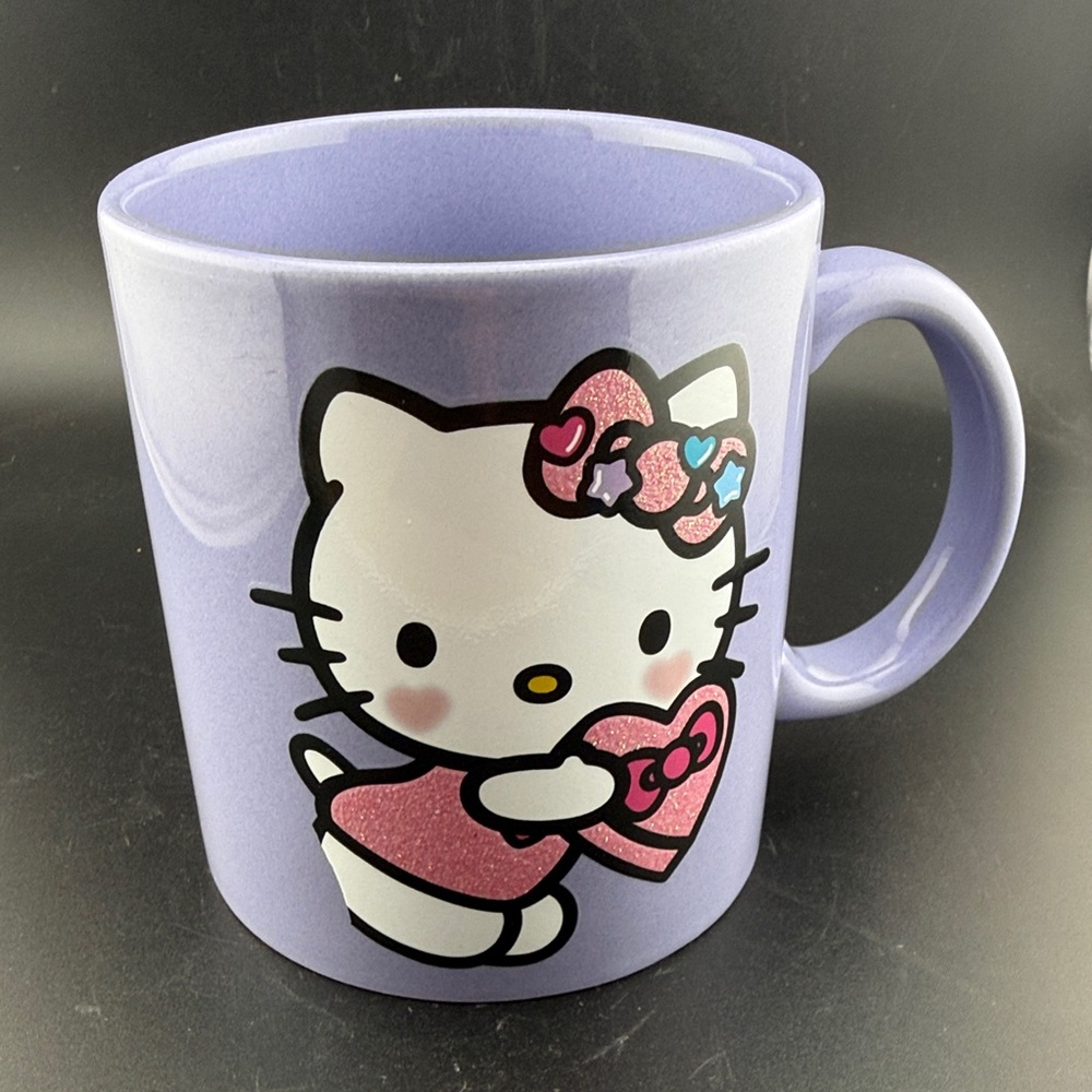 Hello Kitty Sanrio Purple Mug with Pink Glitter Heart - Picture 2 of 3